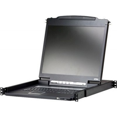 ATEN CL1316N-ATA-RG Переключатель, электрон., KVM, 1 user консоль LCD 19" =>16 cpu PS2/USB+VGA, с KVM-шнурами PS2 1х1.8м.;USB 1x1.8м., 1280x1024, 1U 19", исп.спец.шнуры, OSD, каскад 256, лат./рус.клав