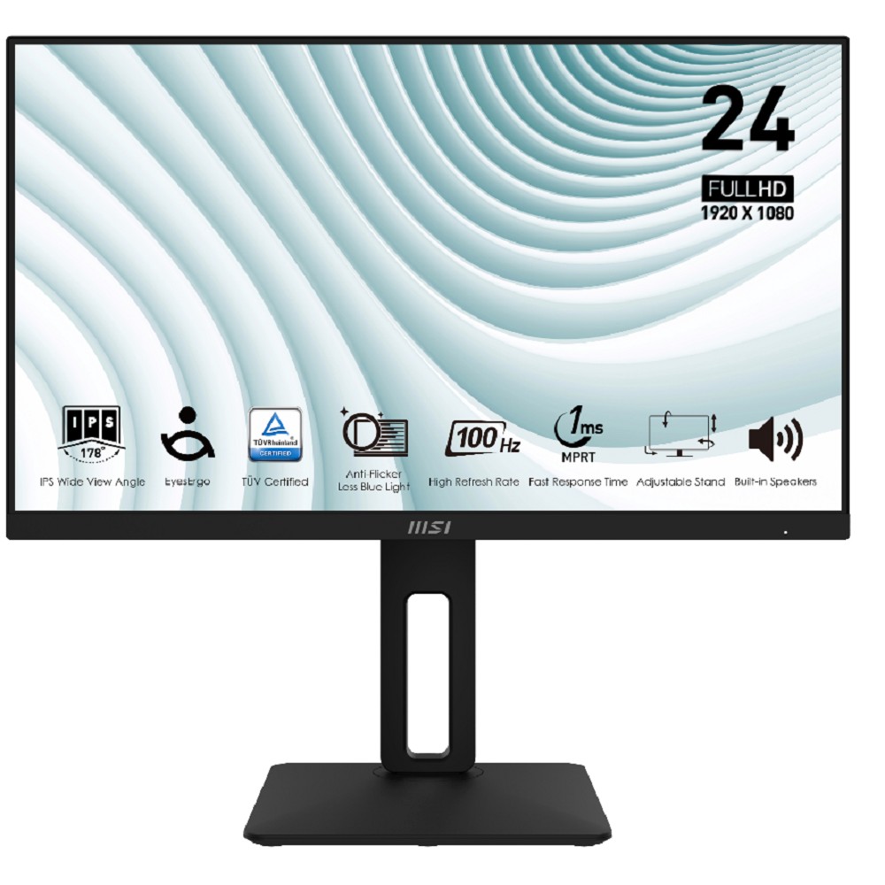 MSI PRO 23.8" MP242AP {IPS flat 1920x1080 100Hz 1ms 300cd D-Sub HDMI DisplayPort 2x2W HAS Pivot} [9S6-3PA19T-204]