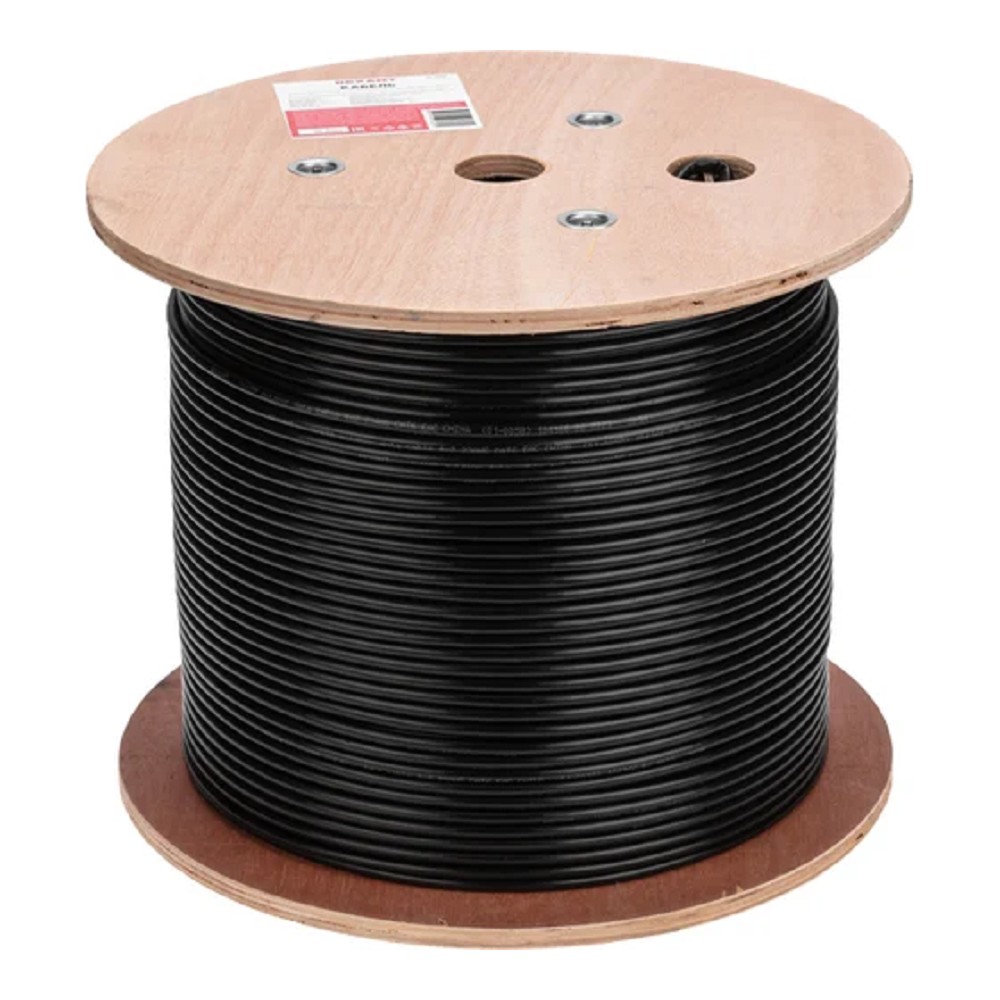 Rexant (01-0058) Кабель витая пара U/UTP, CAT 6, PE, 4PR, 23AWG, OUTDOOR, SOLID, черный, 305м