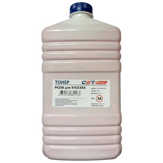 Тонер CET PK206 для KYOCERA ECOSYS M6030cdn/6035cidn/6530cdn/P6035cdn (Japan) Magenta, 500г/бут, (унив.), OSP0206M-500