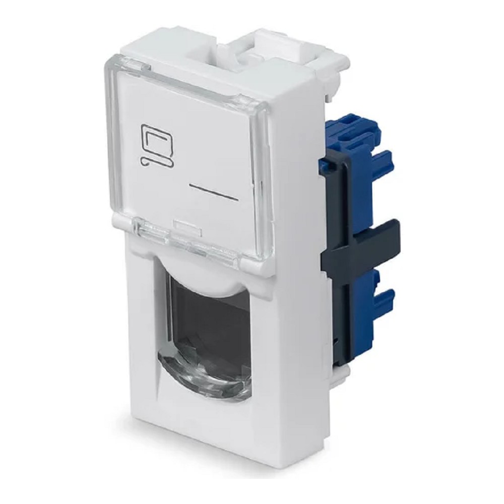Cabeus KJ-RJ45-Cat.6-180T-FP-L-22,5 Keystone Jack RJ-45(8P8C), 180 градусов, категория 6, безинструментный монтаж, вставка Mosaic (арт.076561)