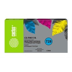 Картридж струйный Cactus CS-F9K17A 728XXL голубой (300мл) для HP DesignJet T730, T830