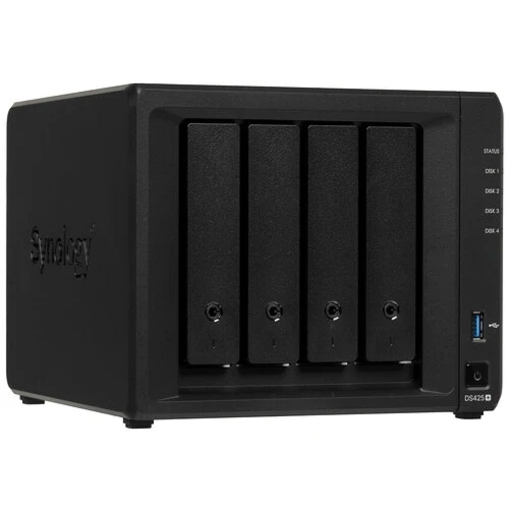 Synology DS425+ Сетевое хранилище NAS black (Intel J4125/2Gb/4(3.5"/2.5"SATA/SSD) + 2 NVMe/RAID/1x1Gb/1x2.5Gb/2xUSB 3.2/no WIFI) вилка UK/HK 3-pin