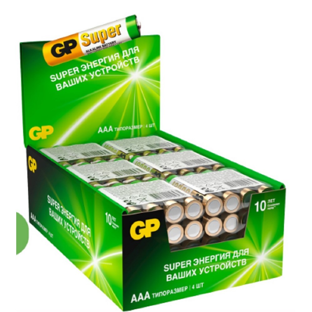 Повреждение упаковки GP Super AAA/LR03/24A 24ARS-2SB4/24AA21RA-2CRS4 Super Alkaline G-Tech (96 шт. в уп-ке) (GPPCA24AS532)