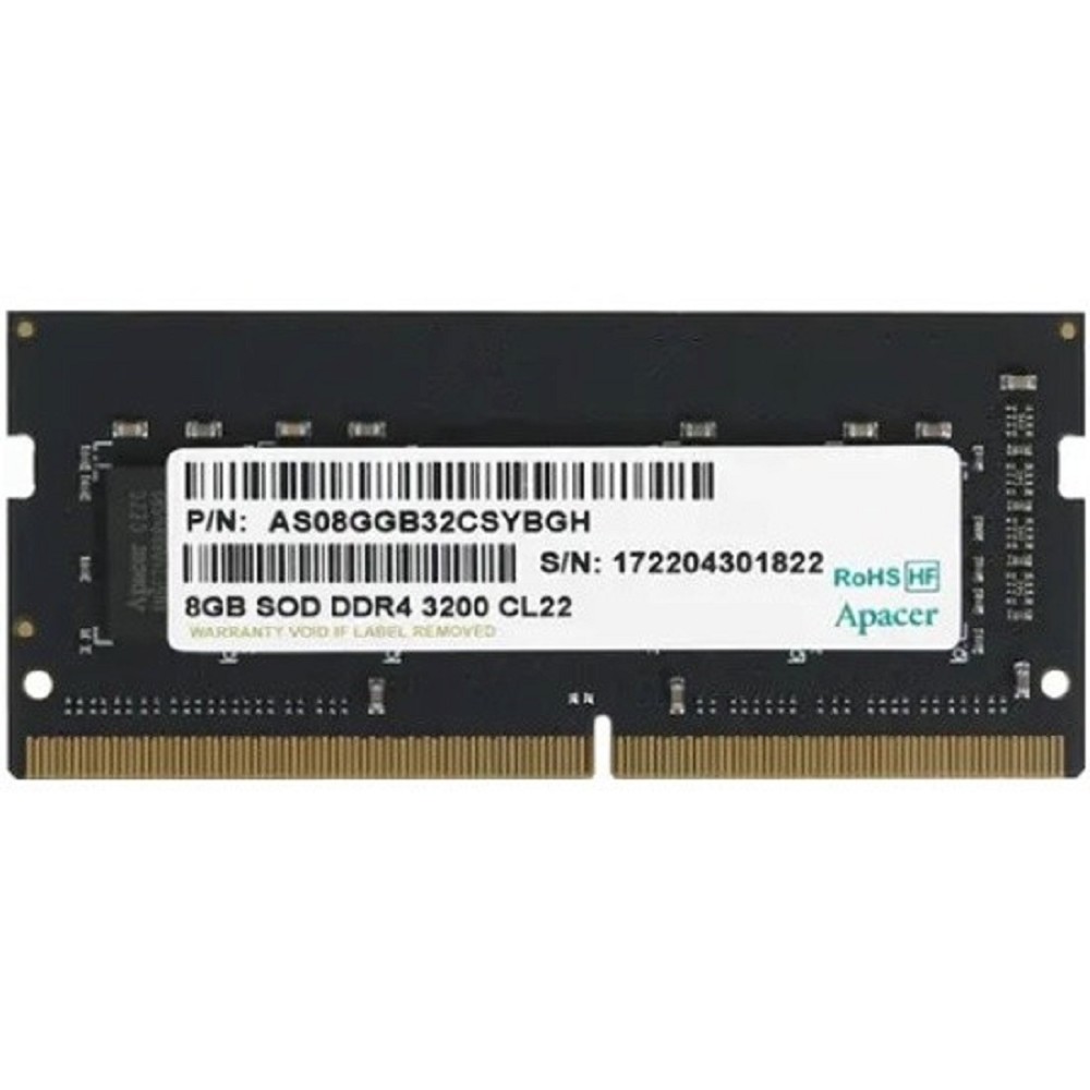 Apacer DDR4 SODIMM 8GB 3200MHz  (PC4-25600) CL22 1.2V (Retail) 1024*8  3 years (AS08GGB32CSYBGH/ES.08G21.GSH)