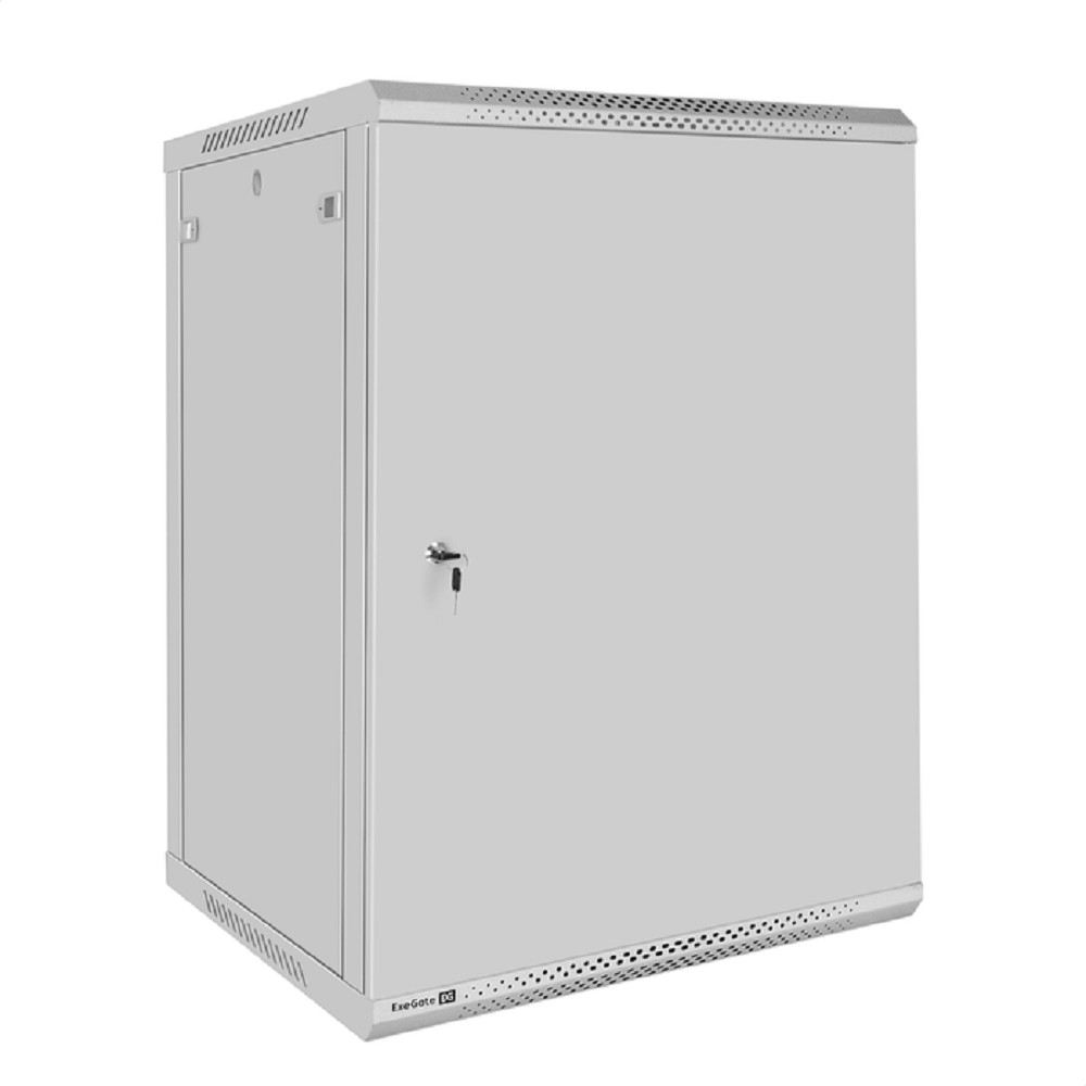 Exegate EX300273RUS Шкаф телекоммуникационный 19" настенный 18U ExeGate EC-WM-18U.600.M.GREY (19”, 18U, 600x600x901mm (ШхГхВ), передняя дверь металл, съемные боковые панели, пыле- и влагозащита IP23, 