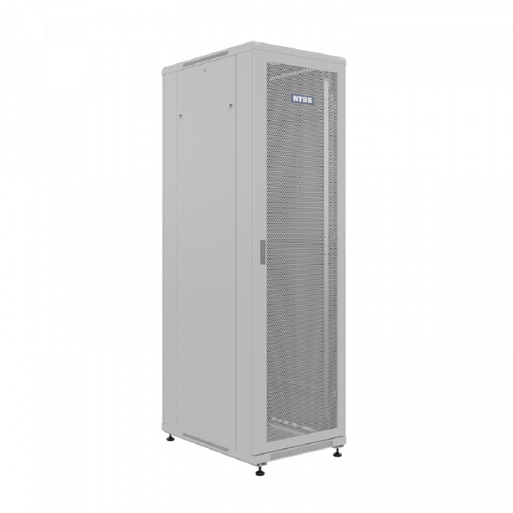 NTSS Шкаф напольный универсальный серверный NTSS R 47U 600х800мм, 4 профиля 19, двери перфорированная и сплошная металл, боковые стенки съемные, регулируемые опоры, разобранный, серый RAL 7035 NTSS-R4