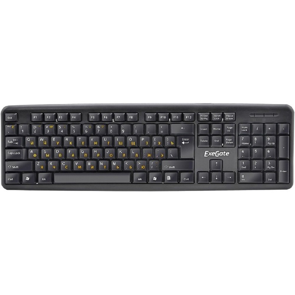 Exegate EX263905RUS Клавиатура Exegate LY-331, <USB, шнур 1,5м, черная, 104кл, Enter большой>, Color box