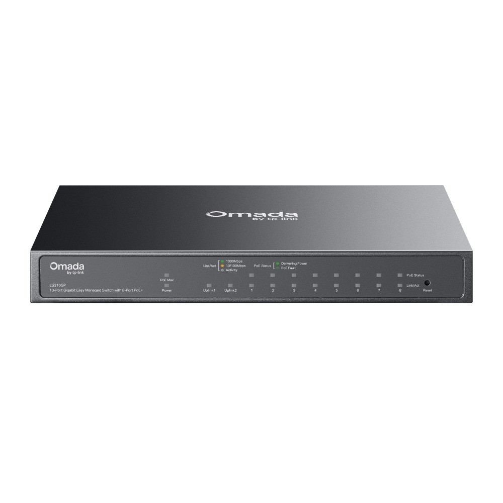 TP-Link ES210GP Omada 10-портовый гигабитный Easy Managed коммутатор с 8 портами PoE+