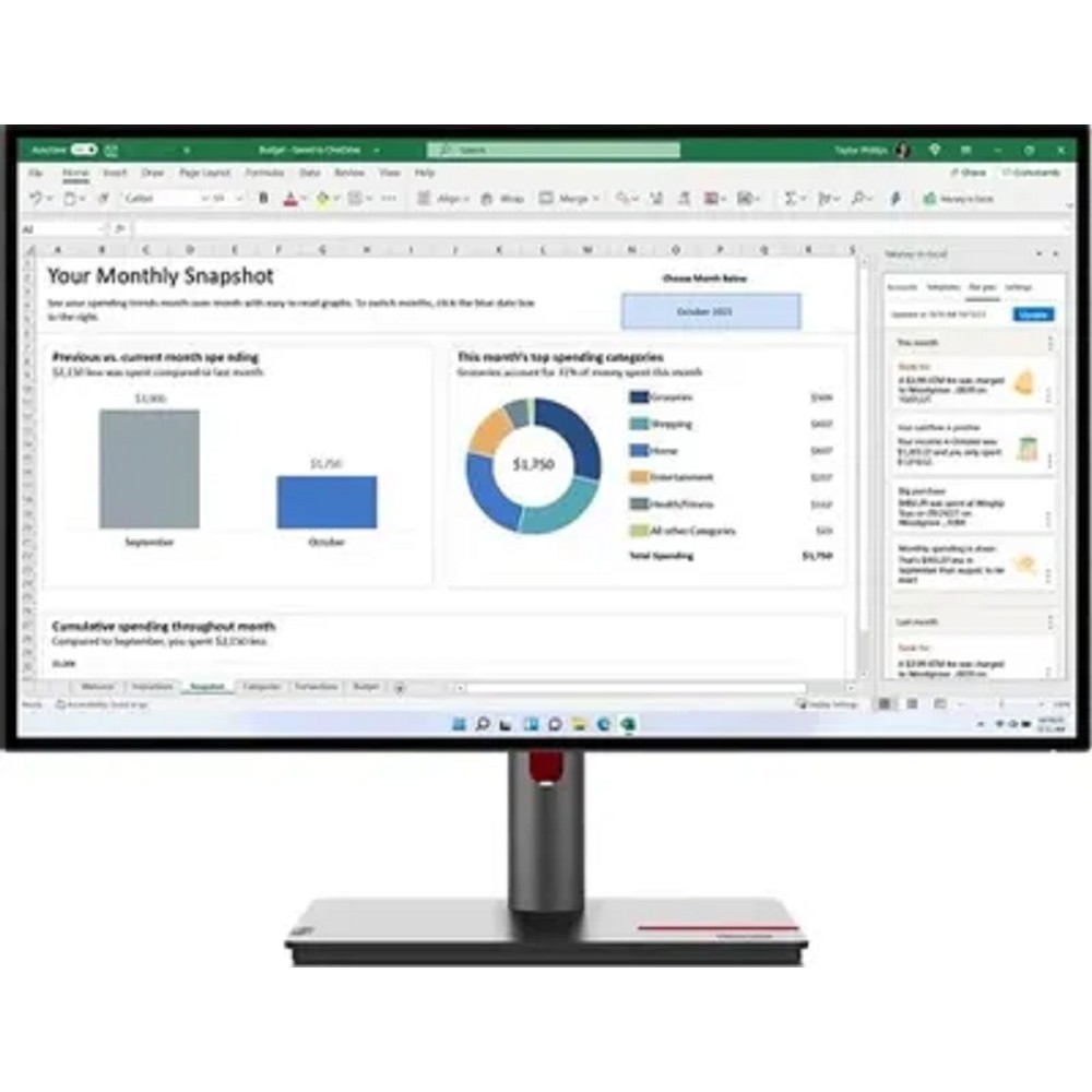 LCD Lenovo 27" P27h-30 ThinkVision черный {IPS 2560x1440 60Hz 6ms 16:9 1000:1 350cd 178/178 DVI HDMI DisplayPort HAS Pivot USB}