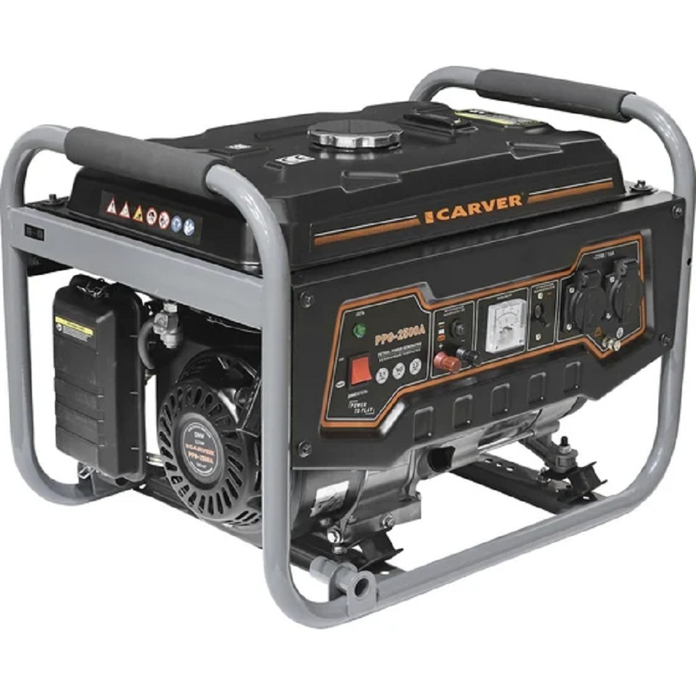 Генератор CARVER PPG- 2500А бензин [01.020.00010] { (LT-168, 2,1/2,3кВт, 220В, бак 15л) (16шт/пал) }