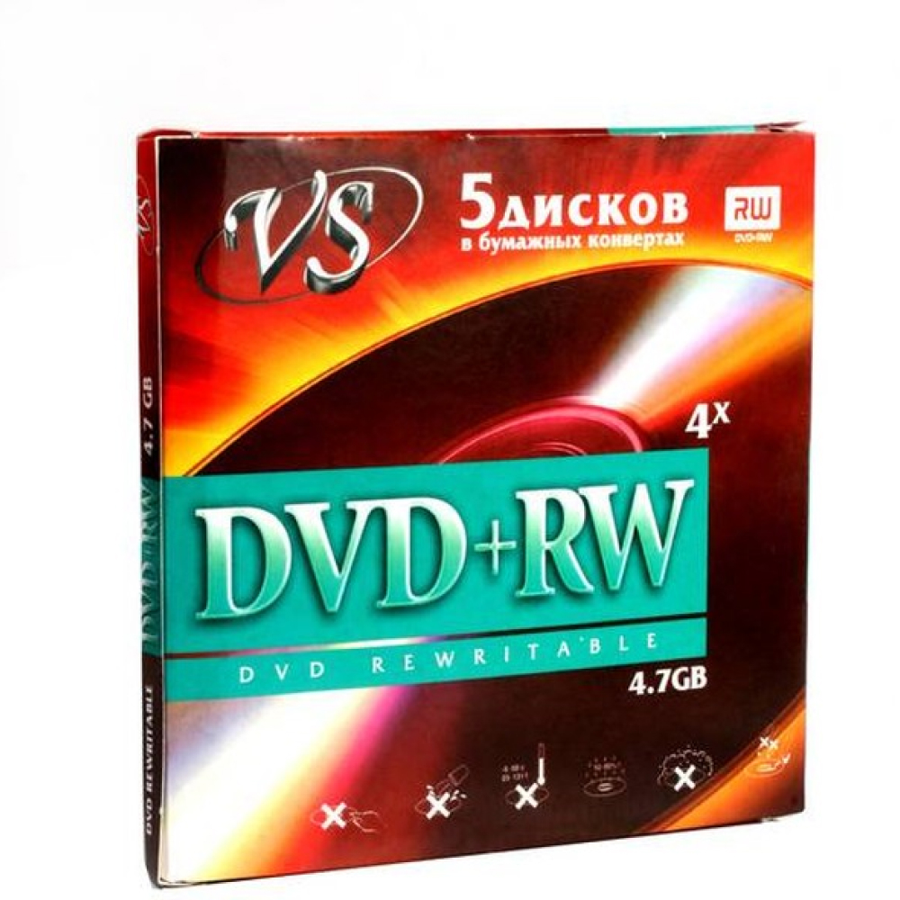VS DVD+RW 4,7 GB 4x конверт/5 (620588)