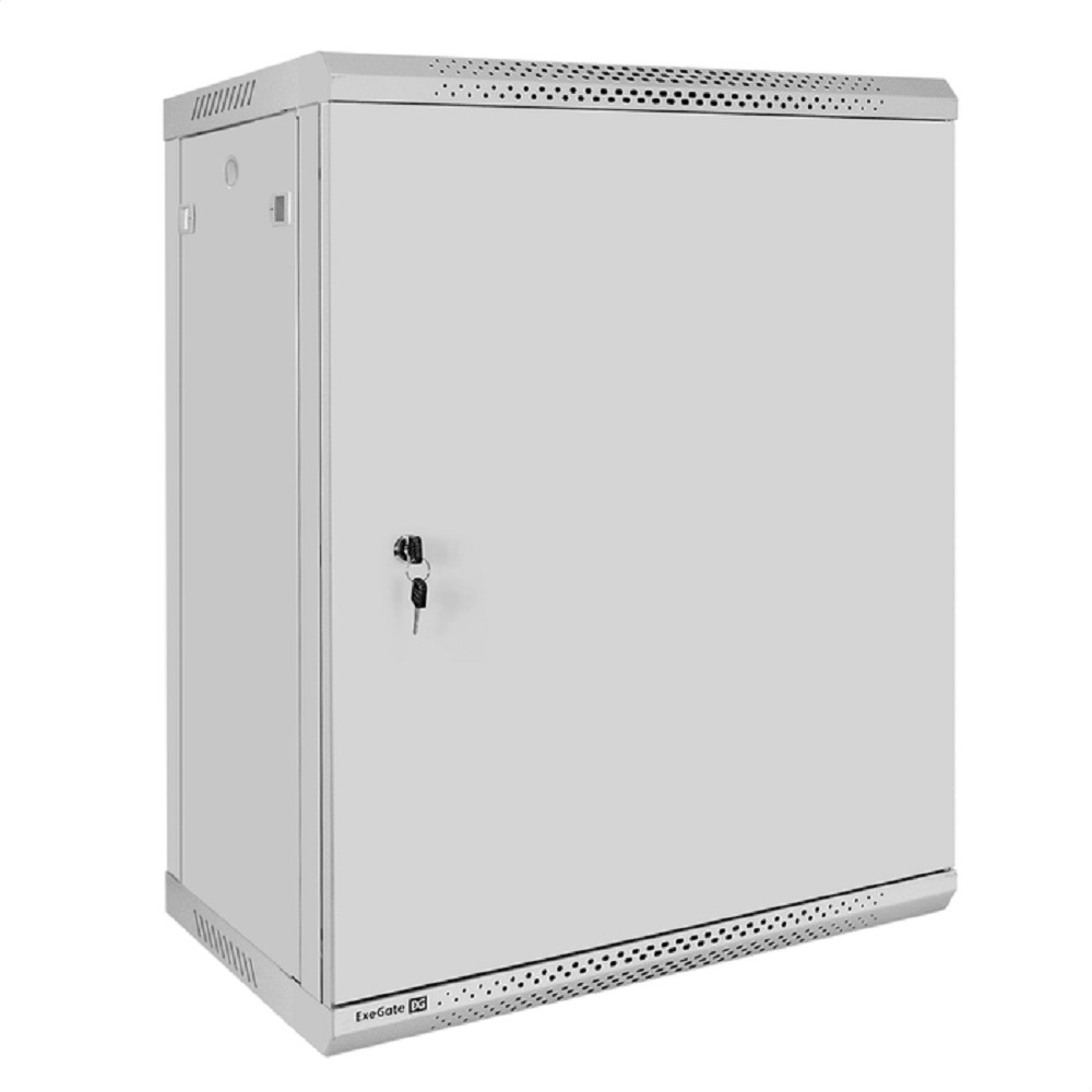 Exegate EX300257RUS Шкаф телекоммуникационный 19" настенный 15U ExeGate EC-WM-15U.450.M.GREY (19”, 15U, 600x450x769mm (ШхГхВ), передняя дверь металл, съемные боковые панели, пыле- и влагозащита IP23, 