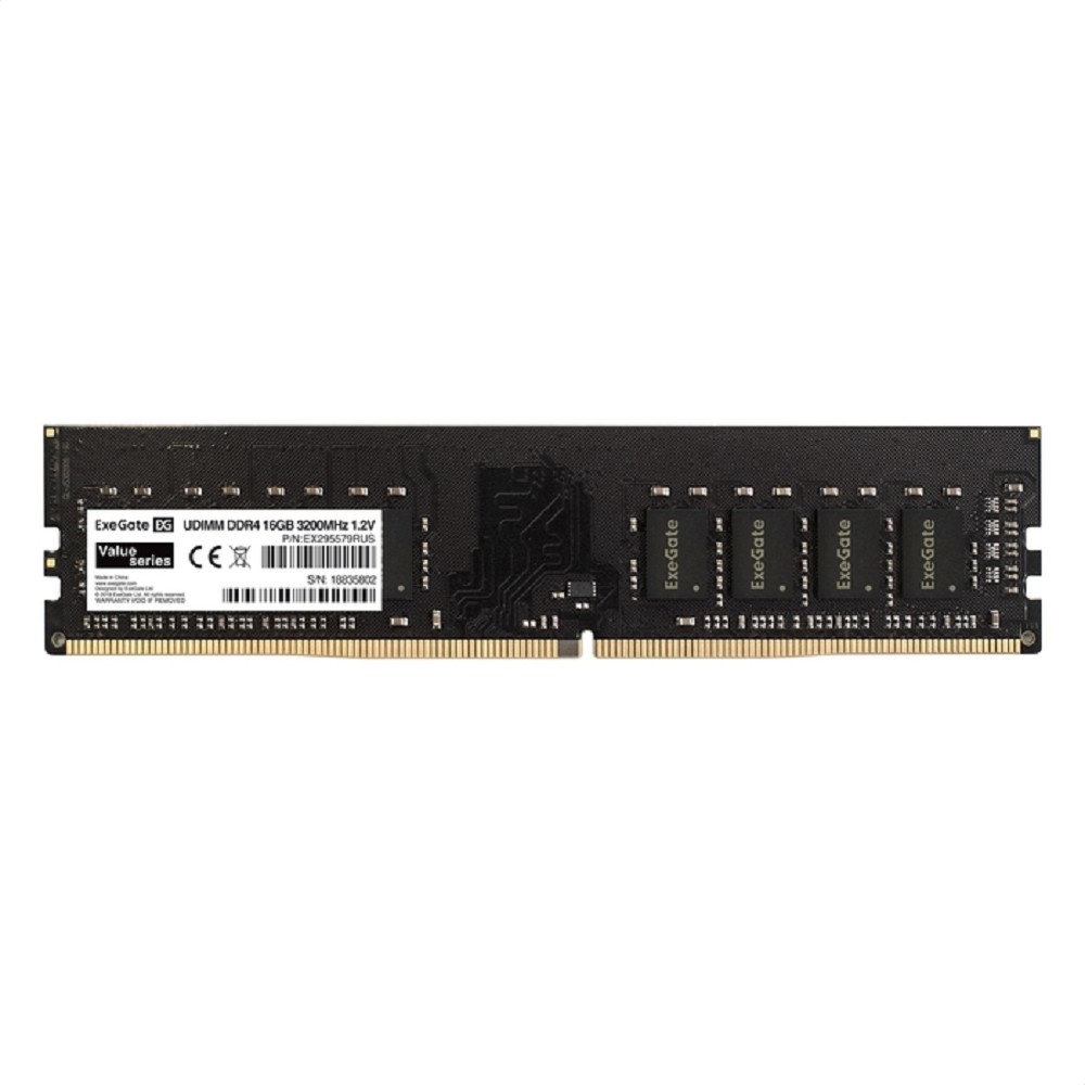 Exegate EX295579RUS Модуль памяти ExeGate Value DIMM DDR4 16GB <PC4-25600> 3200MHz