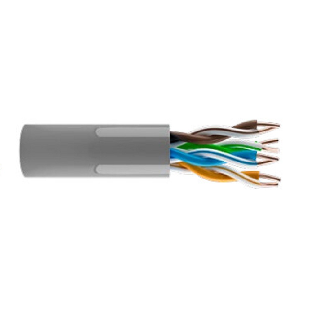 KOSCAB КОС-IN-UTP4-5e-PVC-GY Кабель витая пара U/UTP 4x2x0,46мм,  5e,  4 пары одножильный медь 305м внутренний PVC серый