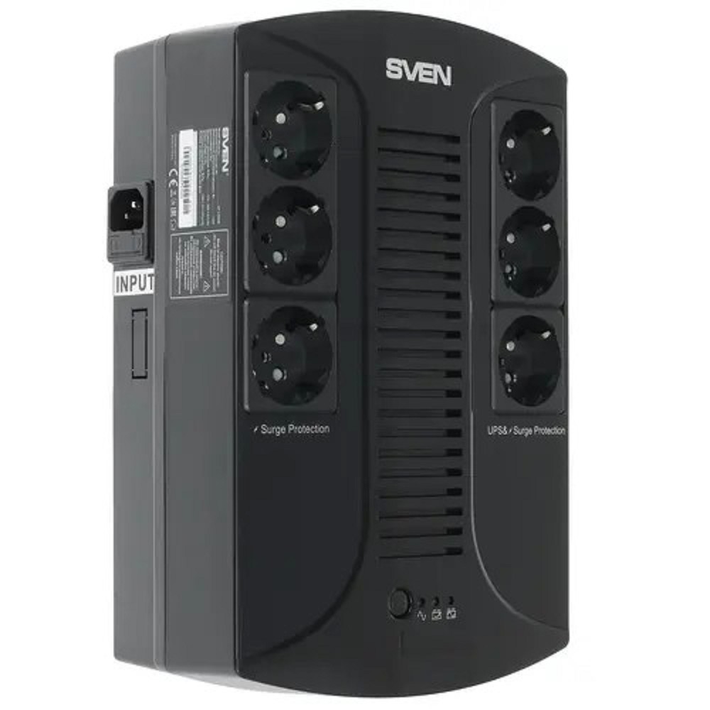 SVEN Источник бесперебойного питания SVEN UP-L1000E, с 6 выходными розетками (3 с питанием от батареи +3 сетевой фильтр)