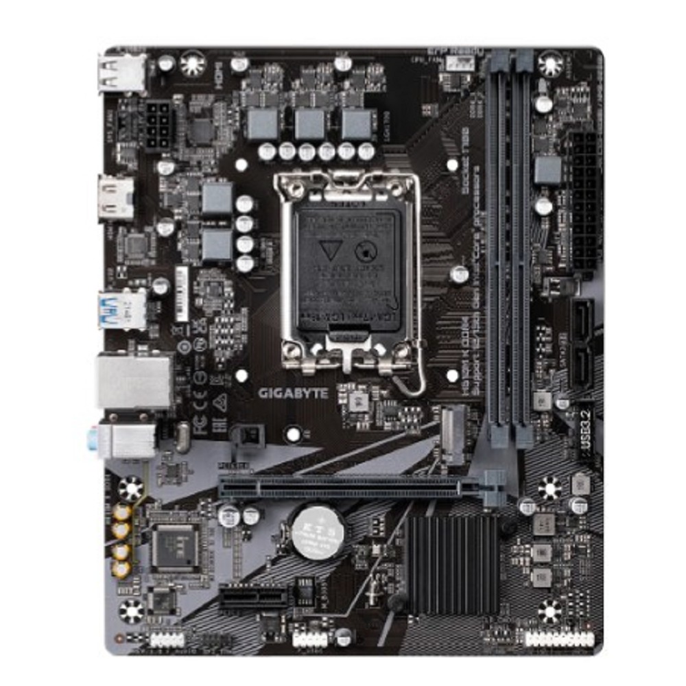 Gigabyte H610M K DDR4 {H610M K DDR4, RTL Socket 1700, Intel®H610, 2xDDR4-3200, HDMI, 1xPCI-Ex16, 1xPCI-Ex1, 2xSATA3(RAID 0/1/5/10), 1xM.2, 8Ch Audio, GLan, (4+2)xUSB2.0, (2+2)xUSB3.2, mATX, RTL {10}"}