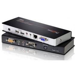 ATEN CE770-(AT-G) Удлинитель, SVGA+KBD&amp;MOUSE USB+AUDIO+RS232, 300 метр., 1xUTP Cat5e, SPHD15+HD-DB15+2xUSB A-тип+ 2xMINI JACK+DB9, Female, с KVM-шнуром USB 1.8м., Б.П. 220> 5.3V