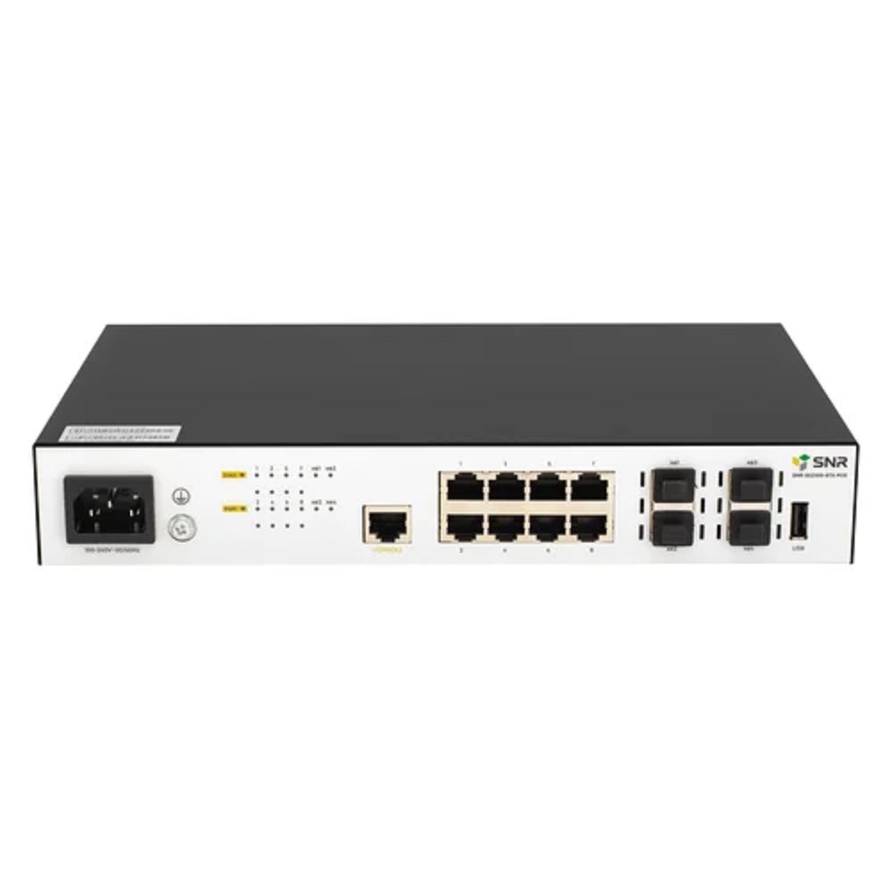 SNR SNR-S5210G-8TX-POE Управляемый PoE коммутатор уровня 2+, 8 портов 10/100/1000Base-T, 4 порта 1/10G SFP+, бюджет PoE 125 Вт, встроенный БП ~220V AC
