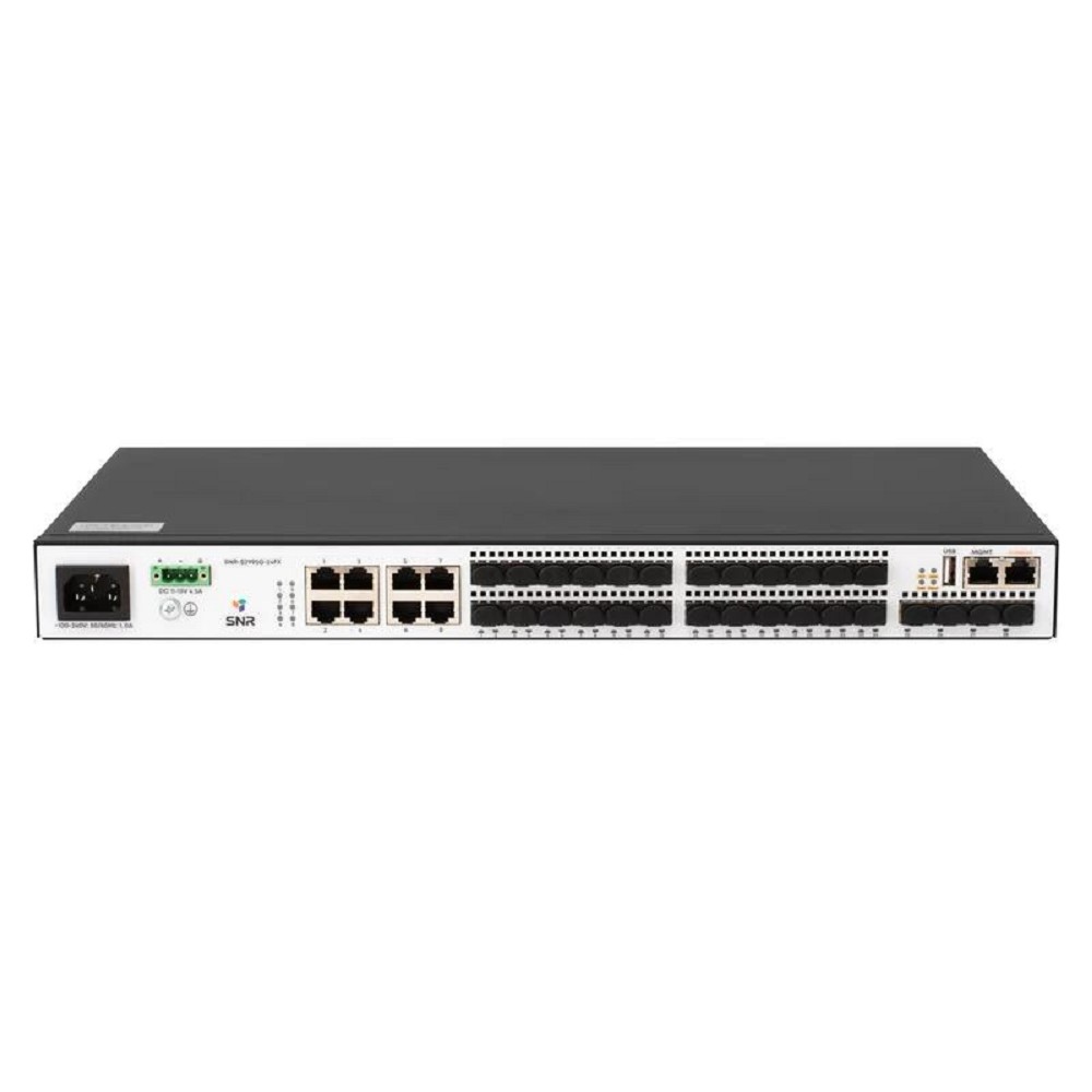 SNR SNR-S2995G-24FX Управляемый коммутатор уровня 3, 16 портов 100/1000Base-X SFP, 8 портов Combo 10/100/1000Base-T|100/1000Base-X SFP, 4 порта 1/10G SFP+, VSF HA, встроенный БП ~220V AC, RPS 12V DC