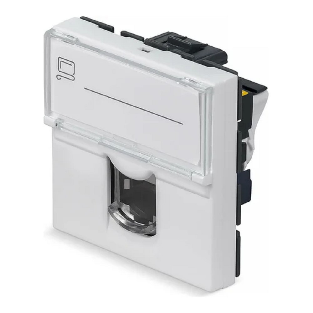 Cabeus KJ-RJ45-Cat.6a-180T-FP-L-45 Keystone Jack RJ-45(8P8C), 180 градусов, категория 6a, безинструментный монтаж, вставка Mosaic (арт.076574)
