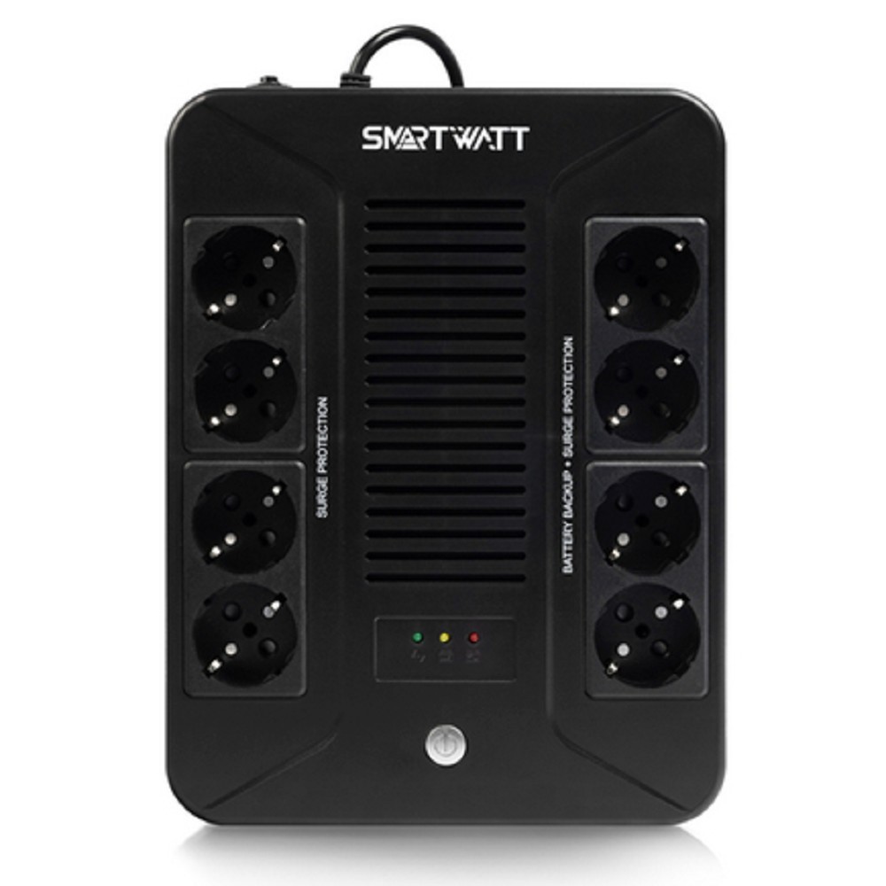 SMARTWATT UPS SAFE PRO 800 {линейно-интерактивный, 800/480 ВА/Вт, напольный/настенный, LED индикация, Shuko CEE7/4 - 8 шт. (4 шт. с резервным питанием, 4 шт. - сетевой фильтр}