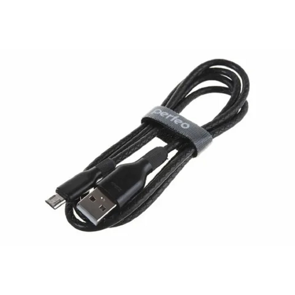 PERFEO Кабель USB A вилка - C вилка, 2.4A, черный, силикон, длина 1 м., ELASTIC (U4718)