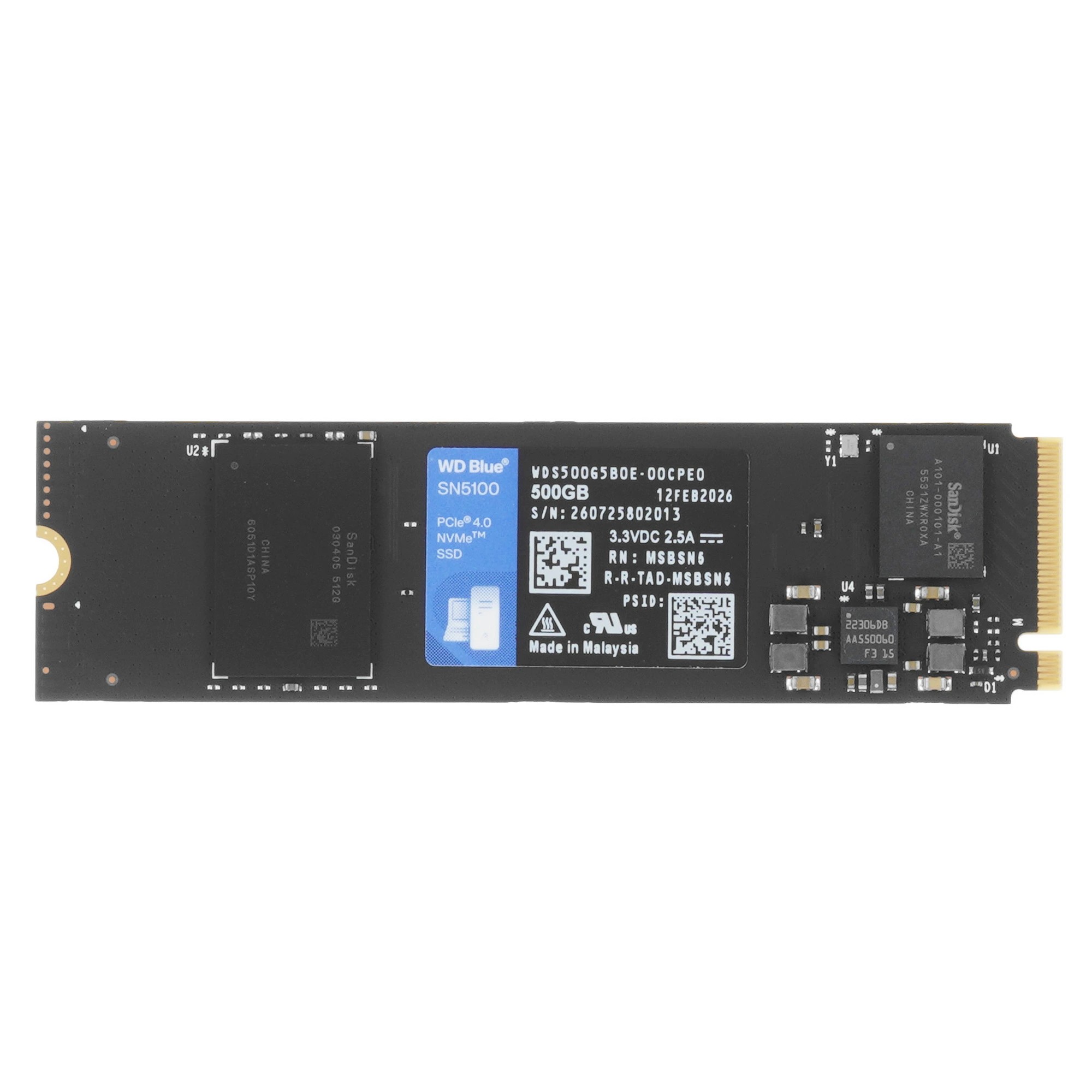 WD SSD M.2 500GB Blue SN5100 SSD WDS500G5B0E PCIe NVMe 4.0 x4