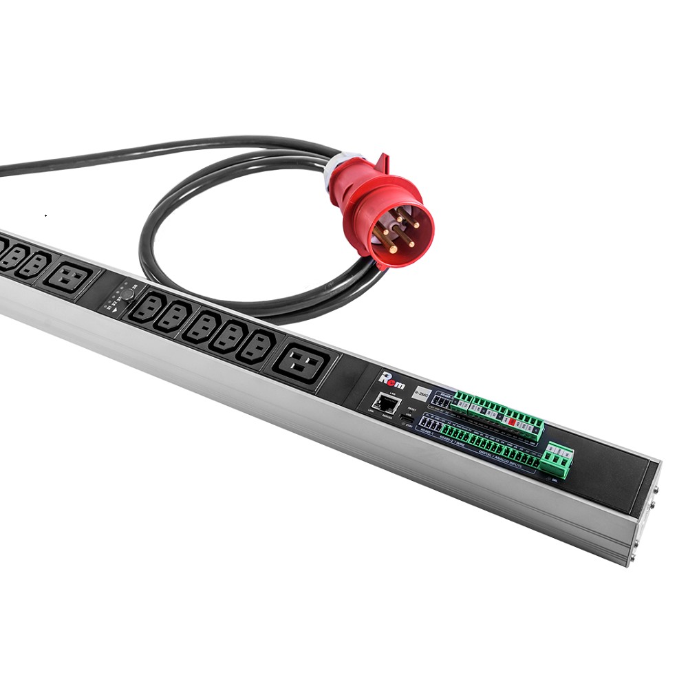 REM Верт блок розеток Rem-2MC, Linux, мониторинг, измерение, управление,  1 фаза 32A, авт, 30C13, 6C19, 1820 мм, вх IEC 309, шнур 3м