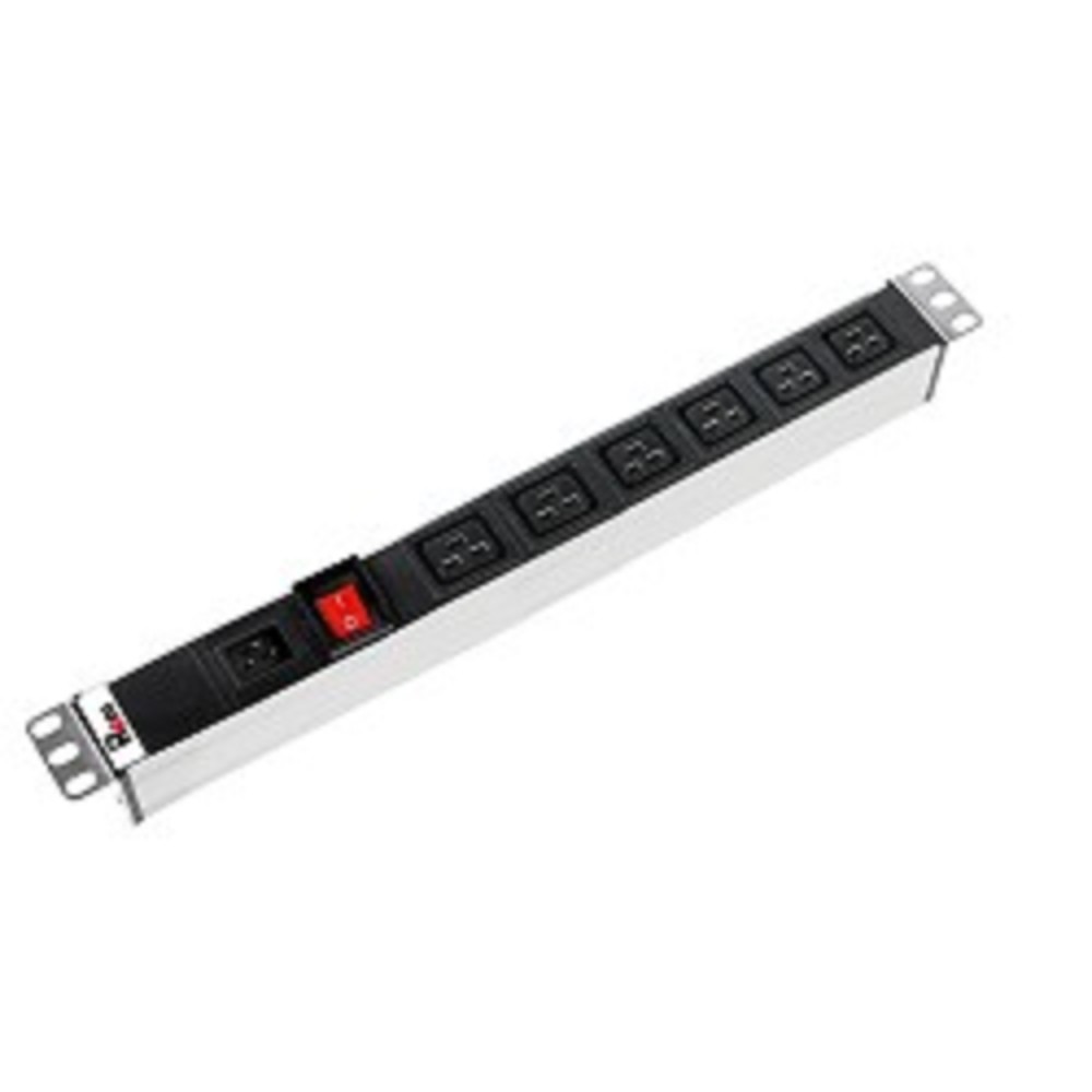 REM Блок розеток Rem-16 с выкл., 6 IEC 60320 C19, вход IEC 60320 C20, 16A, алюм., 19" (бывш R-16-6C19-V-440-Z)