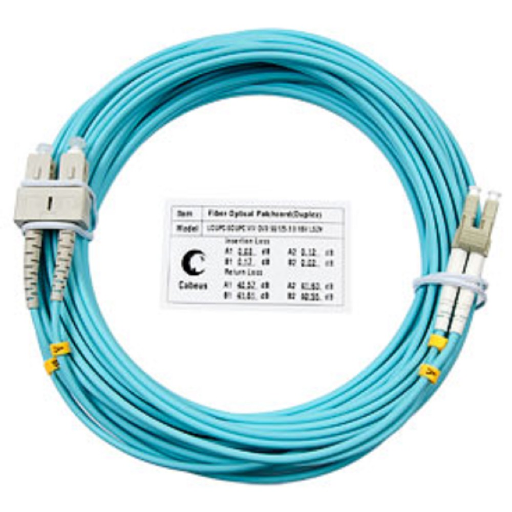 Cabeus FOP-50-LC-SC-25m Шнур оптический duplex LC-SC 50/125 mm OM3 25м LSZH