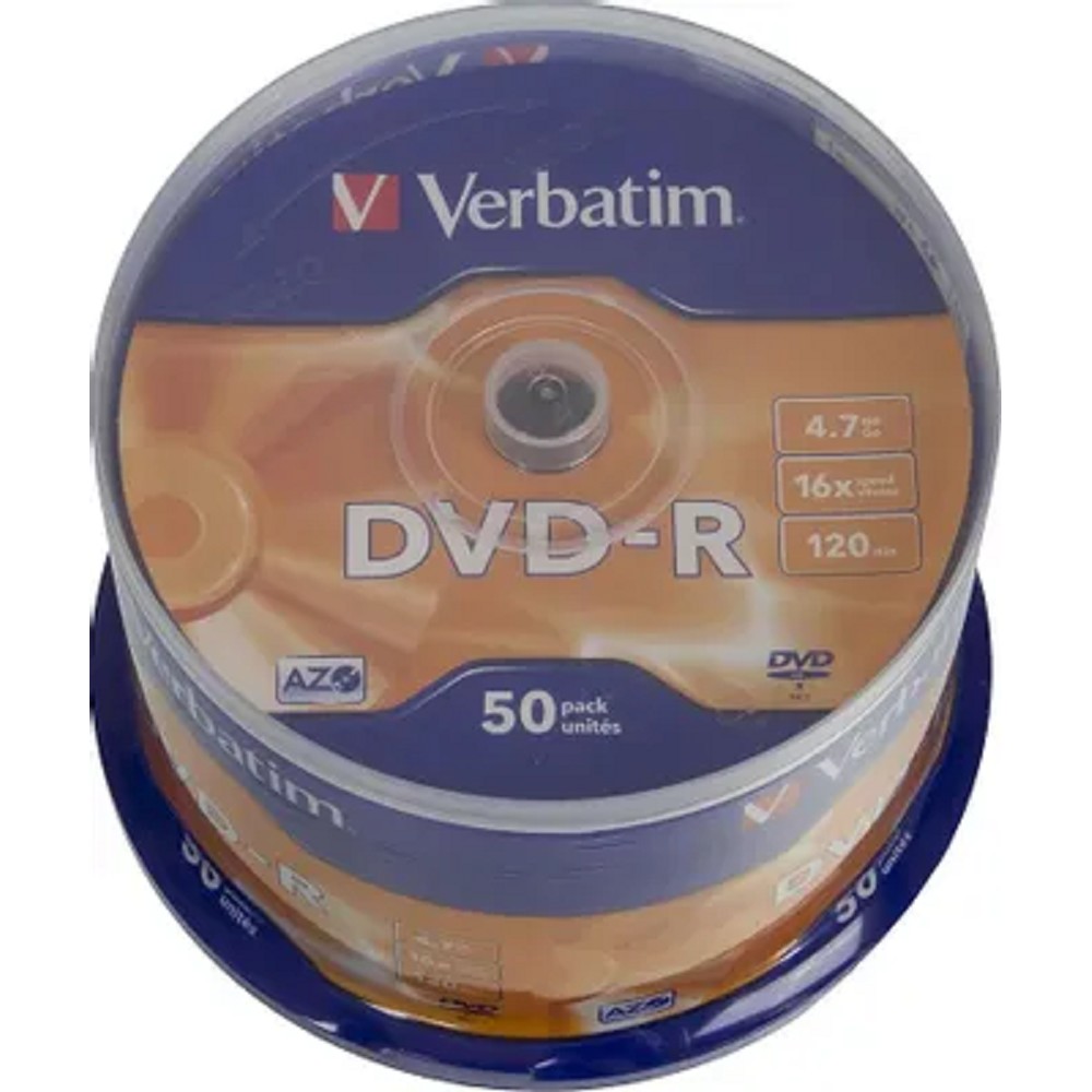 Verbatim Диски DVD-R 4.7Gb 16-х, 50шт, Cake Box (43548)