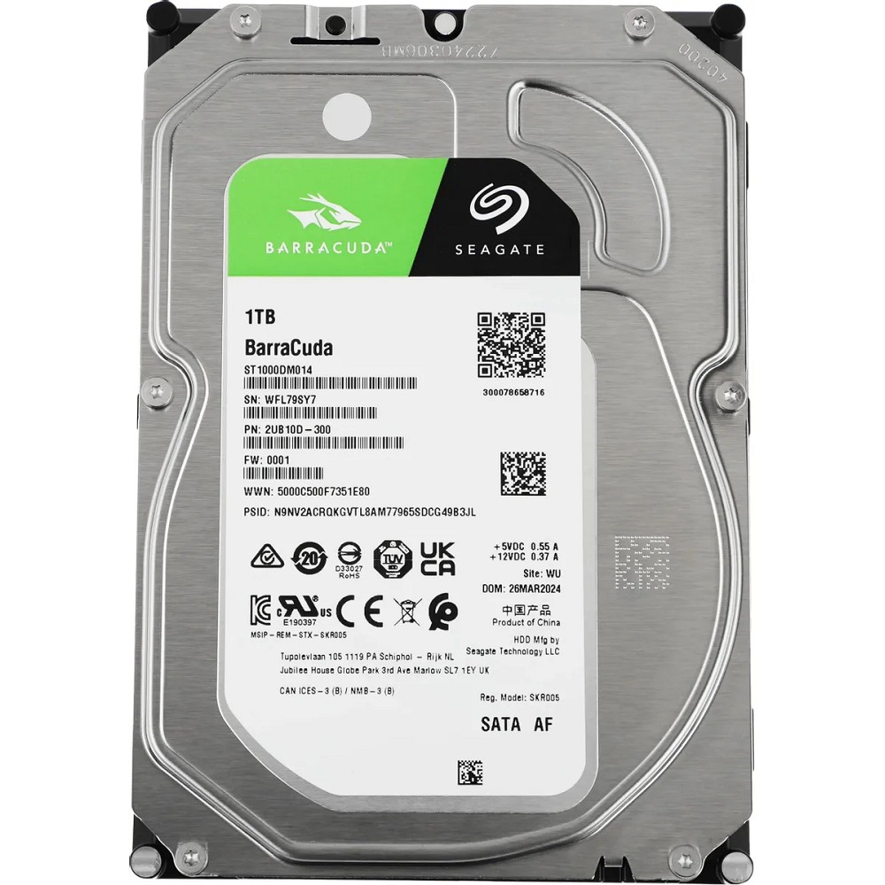 1TB Seagate BarraCuda (ST1000DM014) {Serial ATA III, 7200 rpm, 64mb buffer} RECERTIFIED HDD