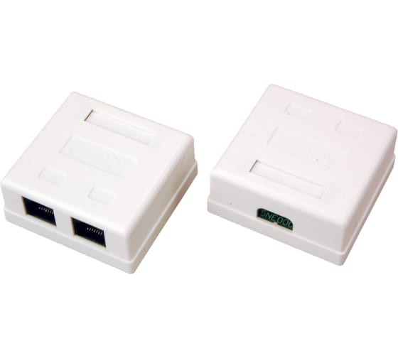 Rexant (06-0105-C) Розетка сетевая LAN, на стену, 2 гнездо 8Р8С (RJ-45), CAT 5е