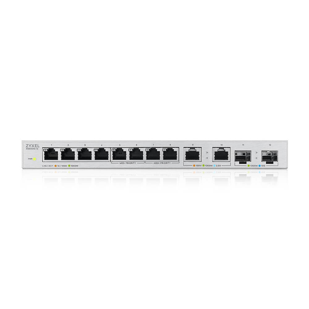 Коммутатор/ Switch Zyxel XGS1010-12, 8xGE, 2x1/2.5GE, 2xSFP+, desktop, silent