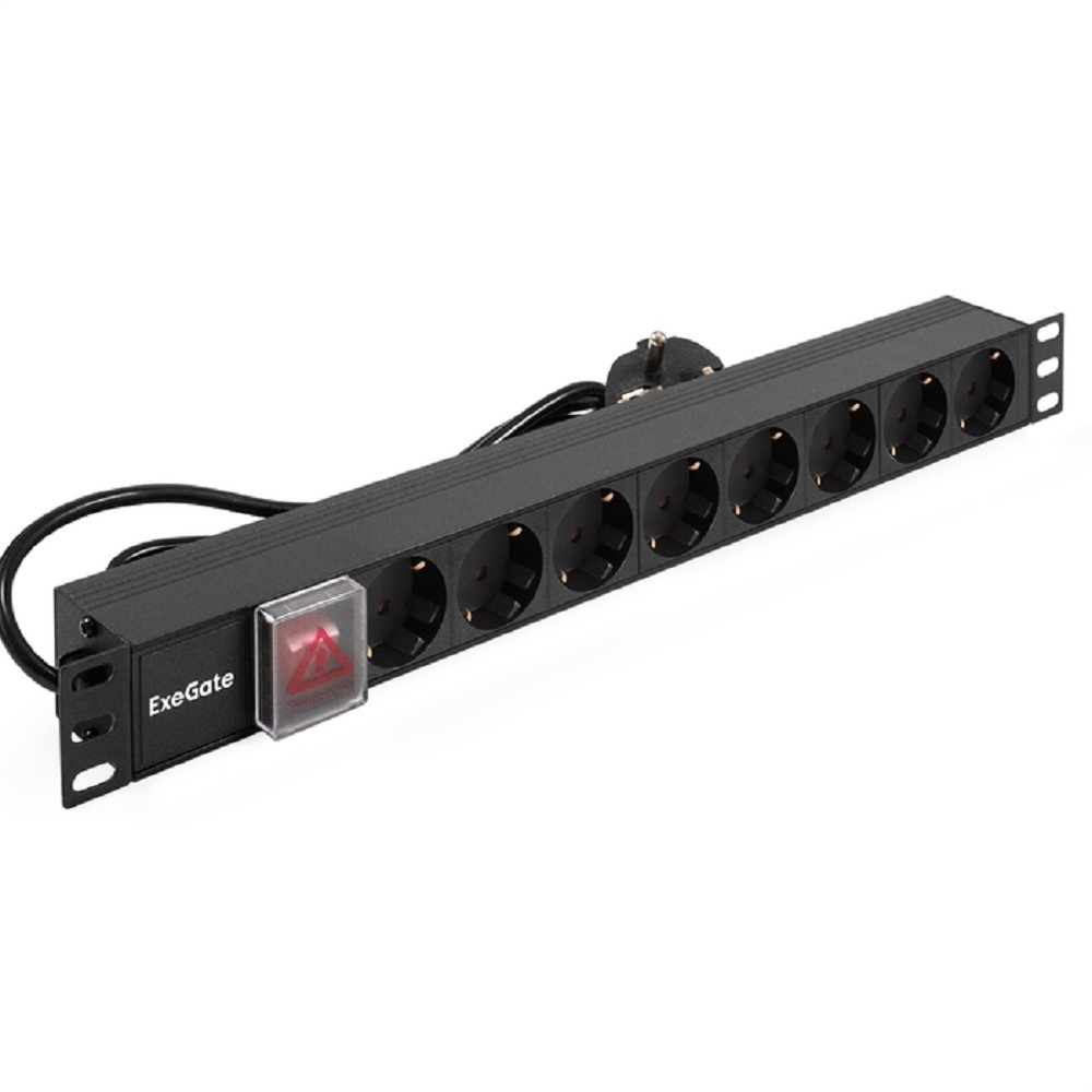 Повреждение упаковки Exegate EX280844RUS Блок розеток ExeGate ServerPro PDU-19H805 Al-8S-EU3-SW, 19",1U,алюм, 8Schuko, евровилка, 3м