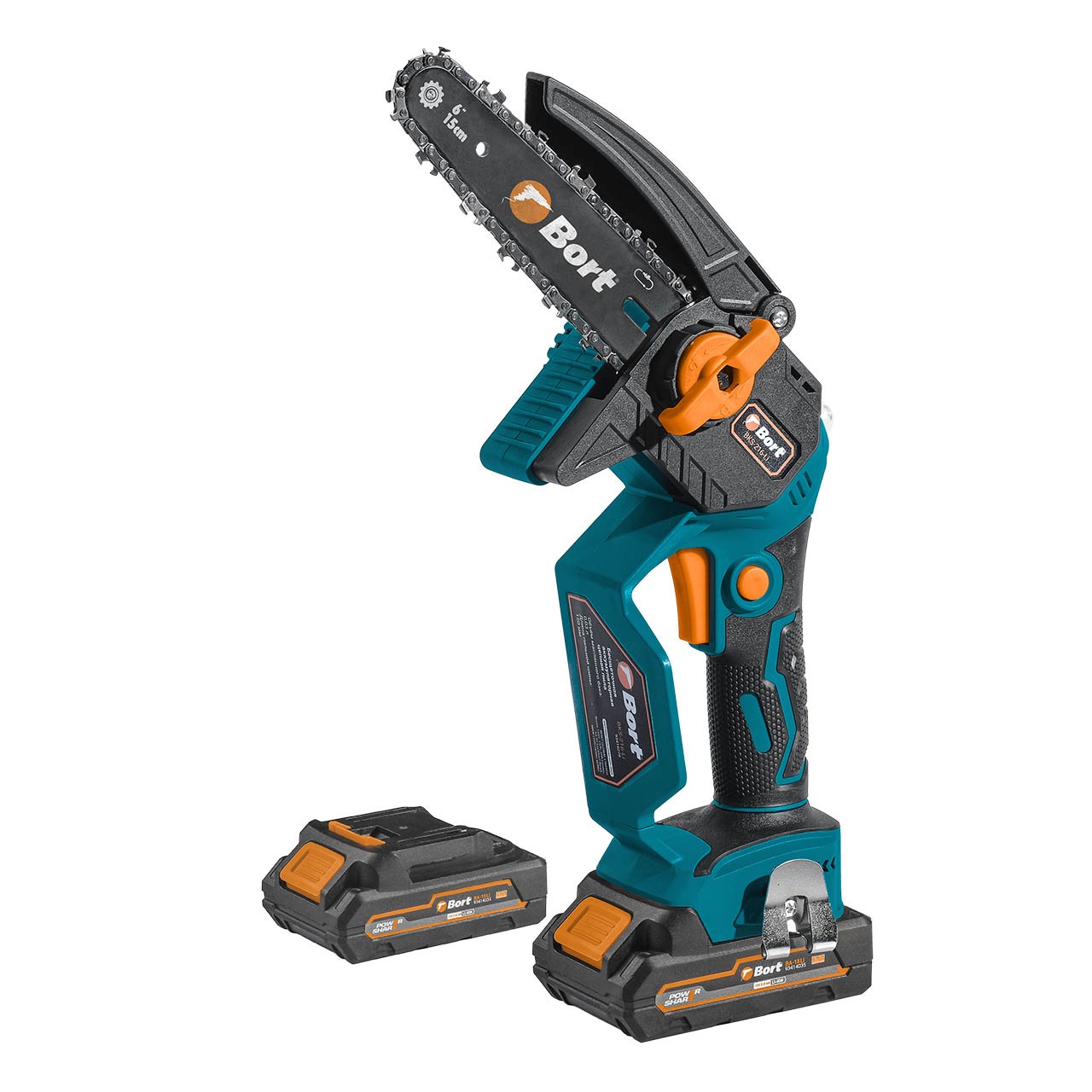 Повреждение упаковки Bort BKS-216-LI Цепная пила аккумуляторная,  {36В Li-Ion, Makita 18V LXT,  шина 155мм, Бесщеточный, Шаг цепи, дюйм 1/4, движения цепи, м/сек 10, вес 2 кг, 2 АКБ + ЗУ} [93418279]