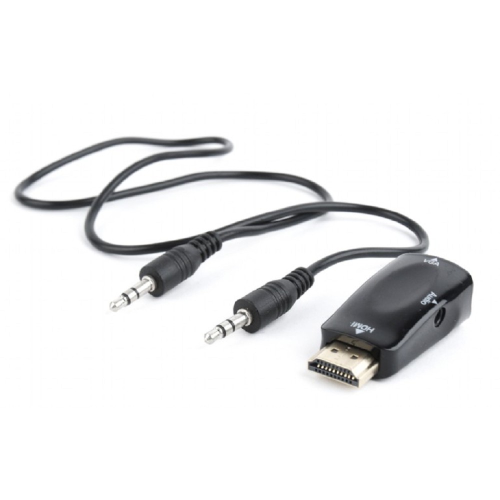 Bion Переходник HDMI - VGA + стерео-аудио, 19M/15F &amp; mini-jack 3.5mm [BXP-A-HDMI-VGA-02]