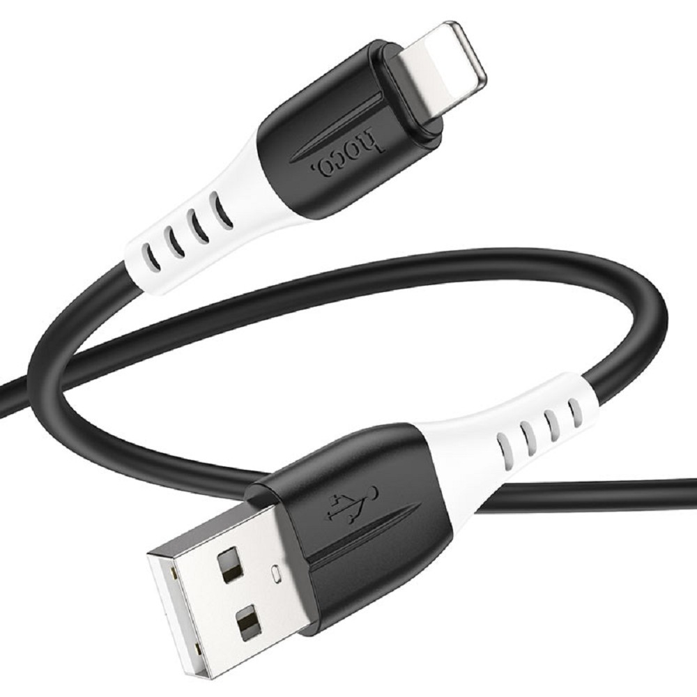 HOCO X82/ USB кабель Lightning/ 1m/ 2,4A/ Силикон/ Black