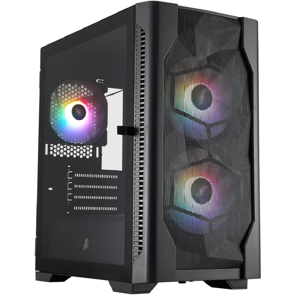 1STPLAYER Корпус DK D4-M FRGB Black / mATX / 2x140mm &amp; 1x120mm FRGB fans / D4-M-BK-2F1P-1F1