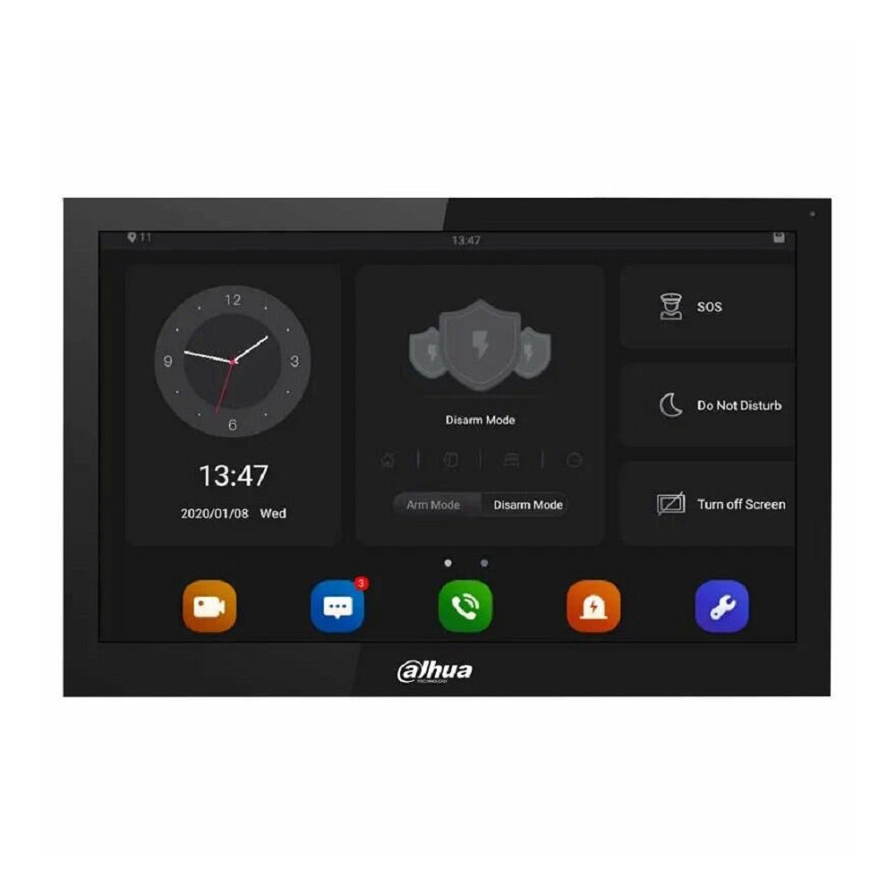DAHUA DHI-VTH5341G-W Монитор видеодомофона IP 10-и дюймовый  WiFi 2.4ГГц, черный, ёмкостной сенсорный экран, поддержка micro-SD до 265Гб, питание DC 12В/PoE