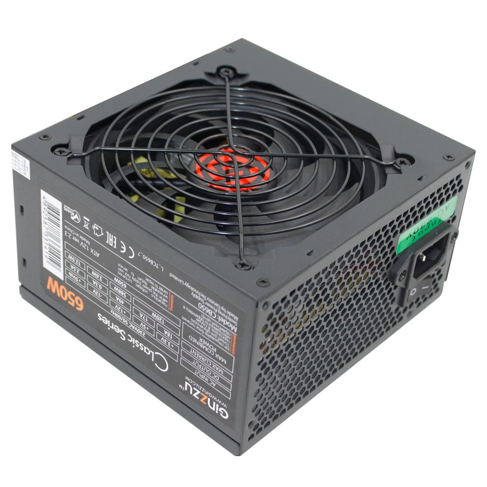 Ginzzu CB650 12CM black,24+4p,2 PCI-E(6+2), 4*SATA, 3*IDE,оплетка MB, кабель питания 