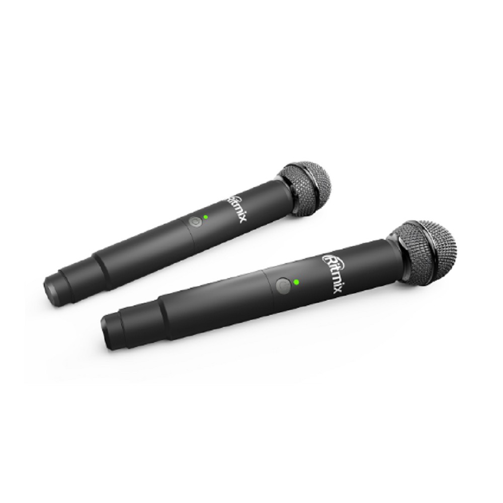 RITMIX RWM-422 black {Частот. хар-ка: 50 Гц-15 кГц, сопротивл: 600 Ом, чувств: -72 дБ, пит микр: 3,7 В, пит прием: 3,7 В, вр раб на 1 зар: до 10ч}