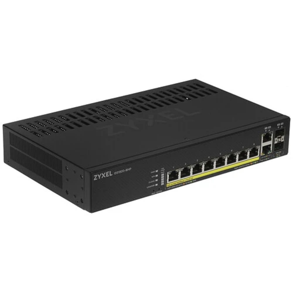 ZYXEL GS1920-8HPV2-EU0101F Гибридный Smart PoE+ коммутатор NebulaFlex GS1920-8HPv2, 8xGE PoE+, 2xCombo (SFP/RJ-45), бесшумный, бюджет PoE 130 Вт, автономное/облачное управление