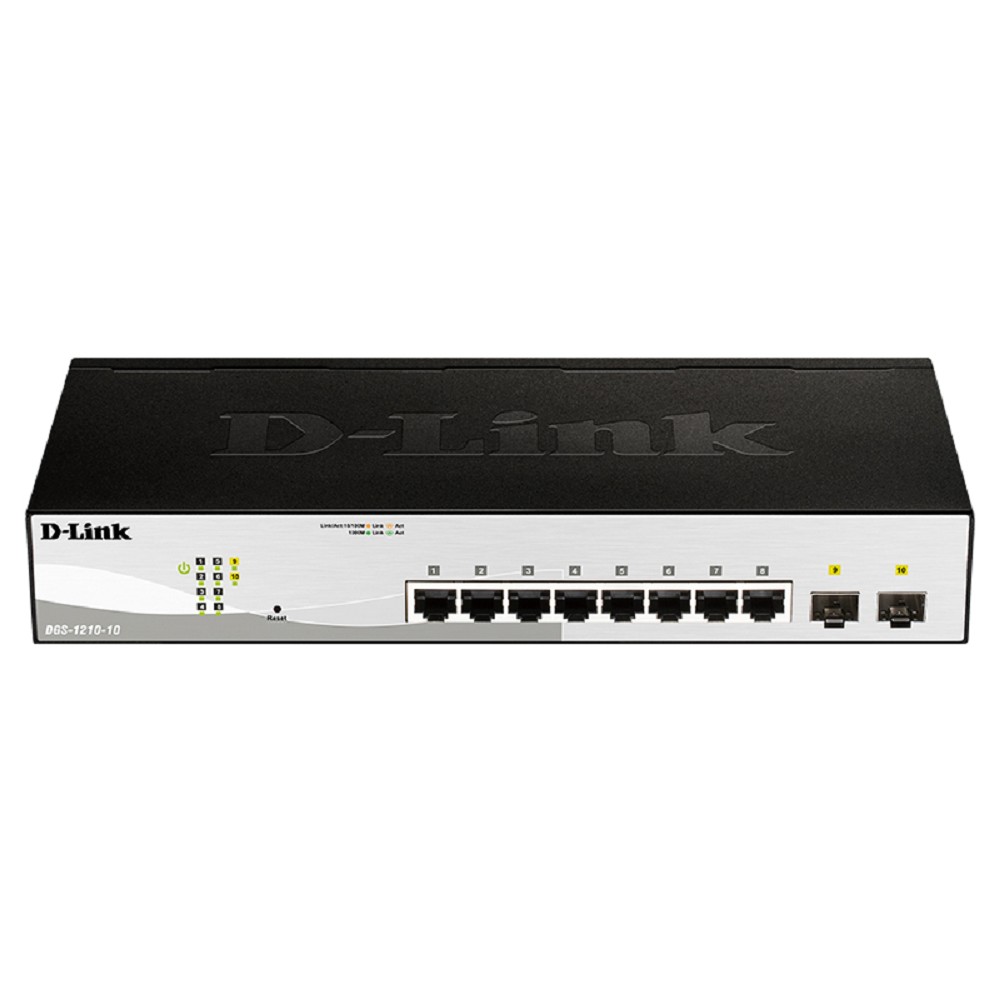D-Link DGS-1210-10/F1A Управляемый L2 коммутатор с 8 портами 10/100/1000Base-T и 2 портами 1000Base-X SFP