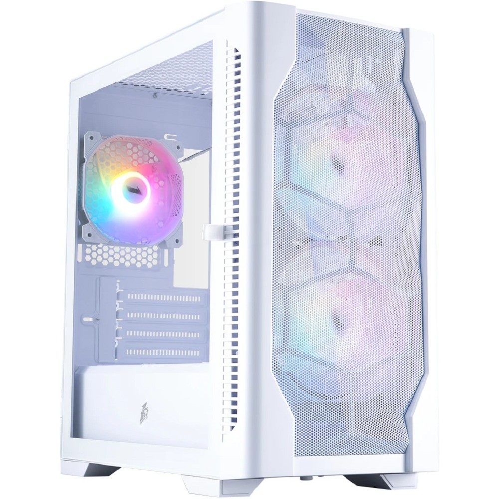 1STPLAYER Корпус DK D4-M FRGB White / mATX / 2x140mm &amp; 1x120mm FRGB fans / D4-M-WH-2F1P-W-1F1-W
