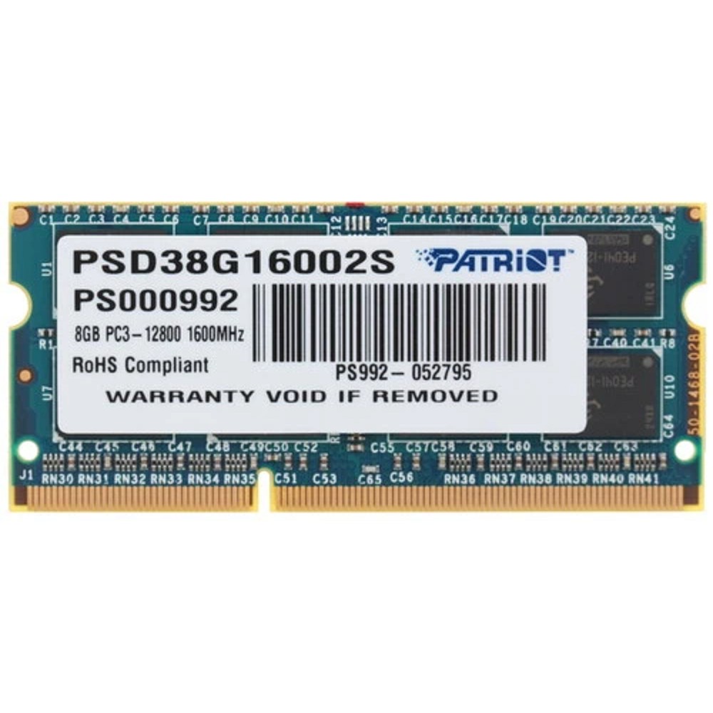 Patriot DDR3 SODIMM 8GB PSD38G16002S (PC3-12800, 1600MHz, 1.5V)