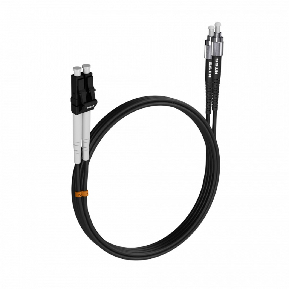 Шнур оптический NTSS dpc LC/UPC-FC/UPC 9/125 3.0мм 5м черный LSZH (патч-корд)