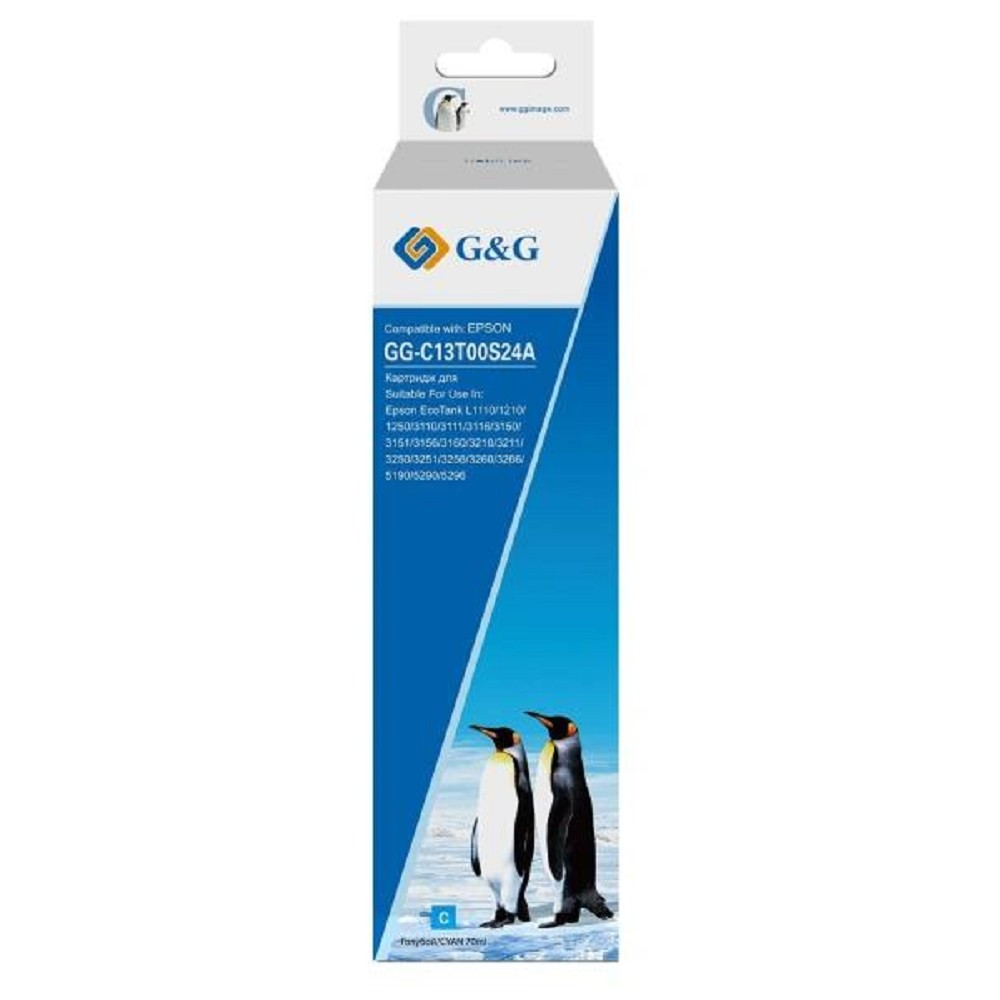 Чернила G&amp;G GG-C13T00S24A голубой70мл для L1110, L3151, L3100, L3101, L3110, L3150