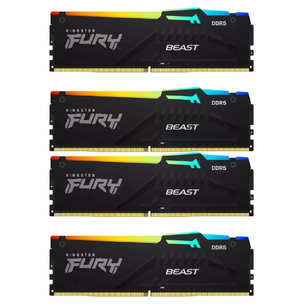 Kingston DDR5 DIMM 4x32GB 5600MHz KF556C40BBAK4-128 Fury Beast Black RGB RTL Gaming PC5-44800 CL40 288-pin 1.25В dual rank с радиатором Ret